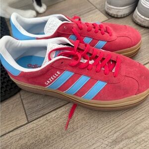 Adidas Gazelle Red and Light Blue Sneakers